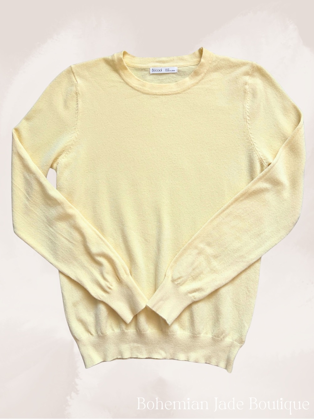 Bêcool Butter Yellow Lightweight Knit Crewneck Sweater Women’s Medium
